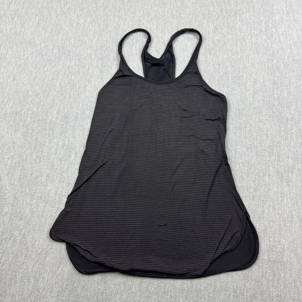 Lululemon Tank Top Womens 6 Black Pinstriped Racerback Stretch Gym Yoga Athletic